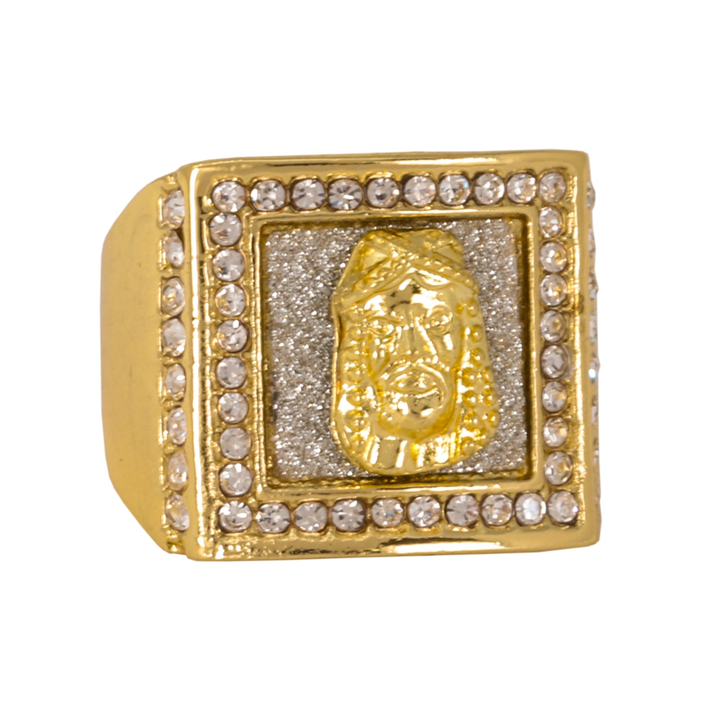 Mens One Size Iced Out Jesus Ring - HR-21