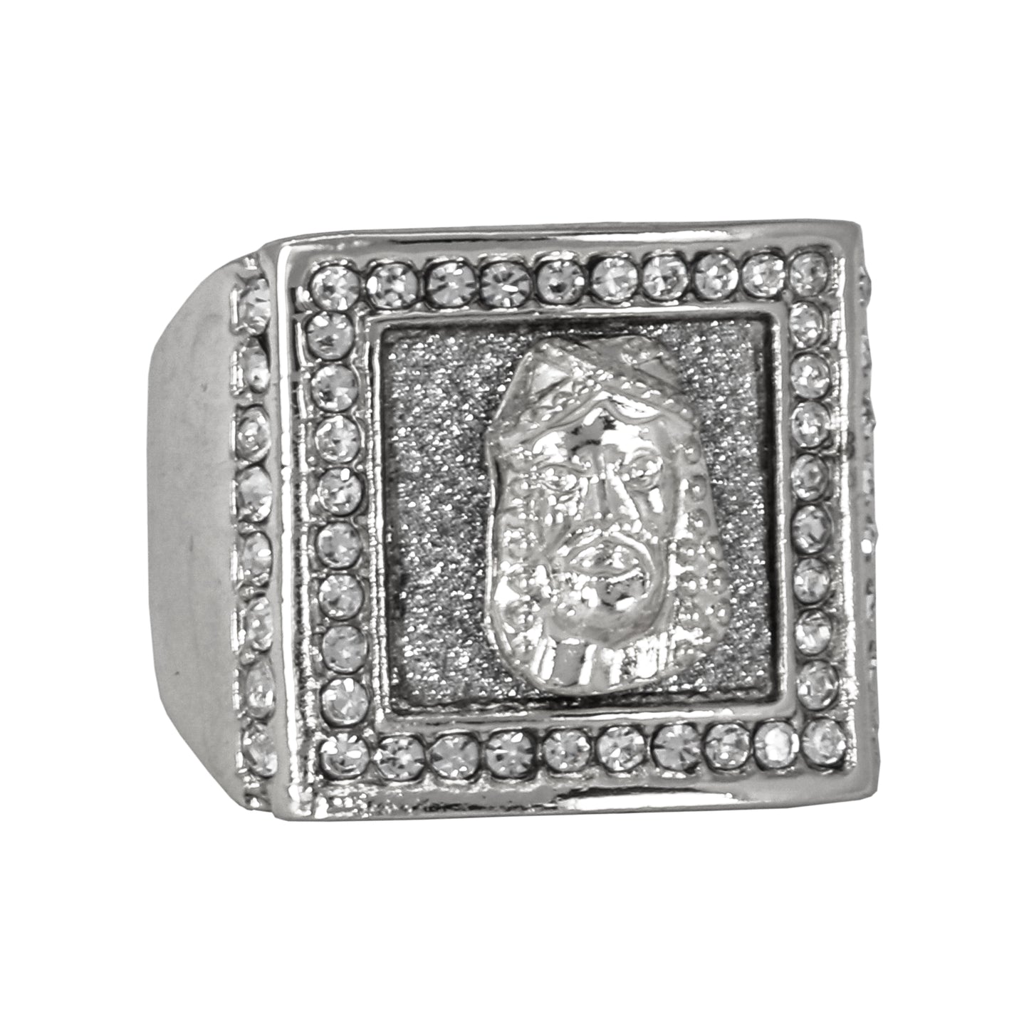 Mens One Size Iced Out Jesus Ring - HR-21