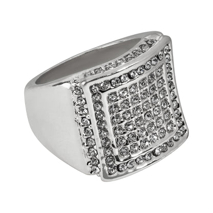 Mens One Size Iced Out Square Ring - HR-25