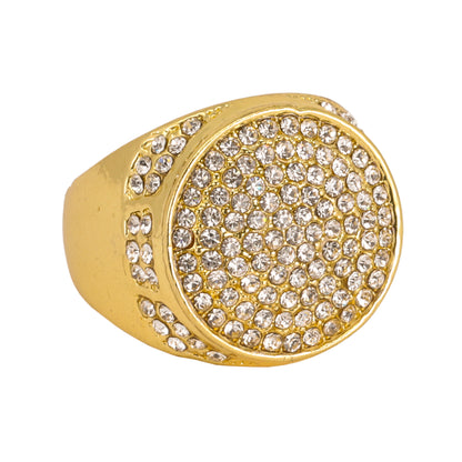 Mens One Size Iced Out Round Ring - HR-30