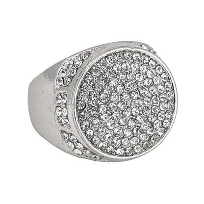 Mens One Size Iced Out Round Ring - HR-30