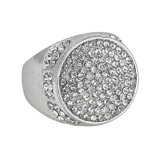 Mens One Size Iced Out Round Ring - HR-30