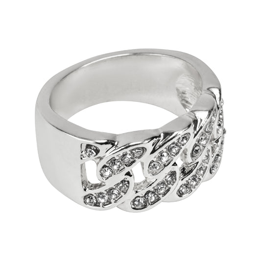 Mens One Size Iced Out Cuban Ring - HR-31