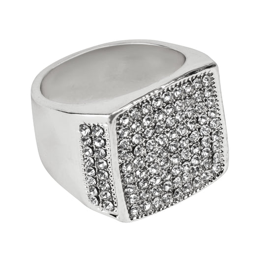 Mens One Size Iced Out Square Ring - HR-32