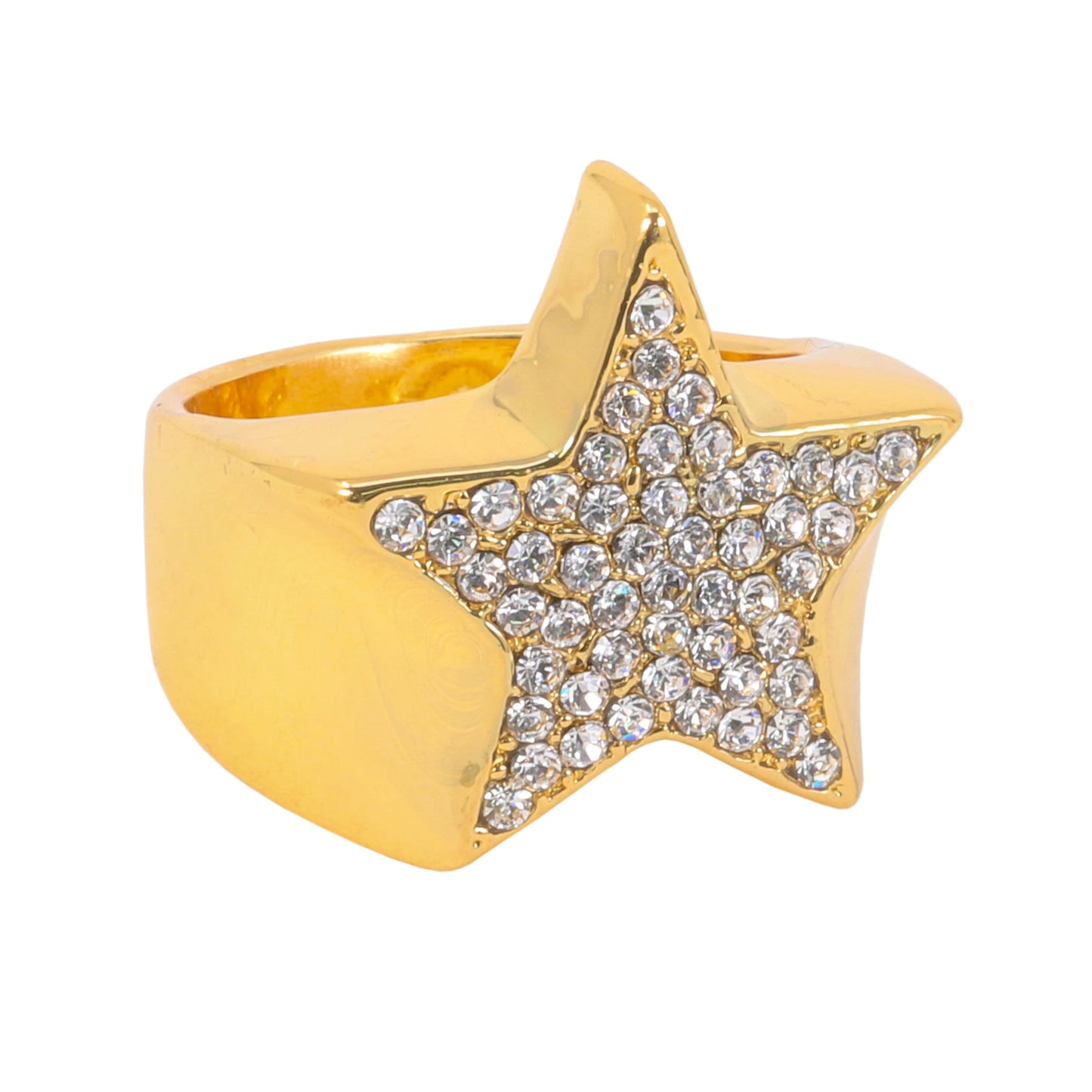Mens One Size Iced Out Star Ring - HR-34
