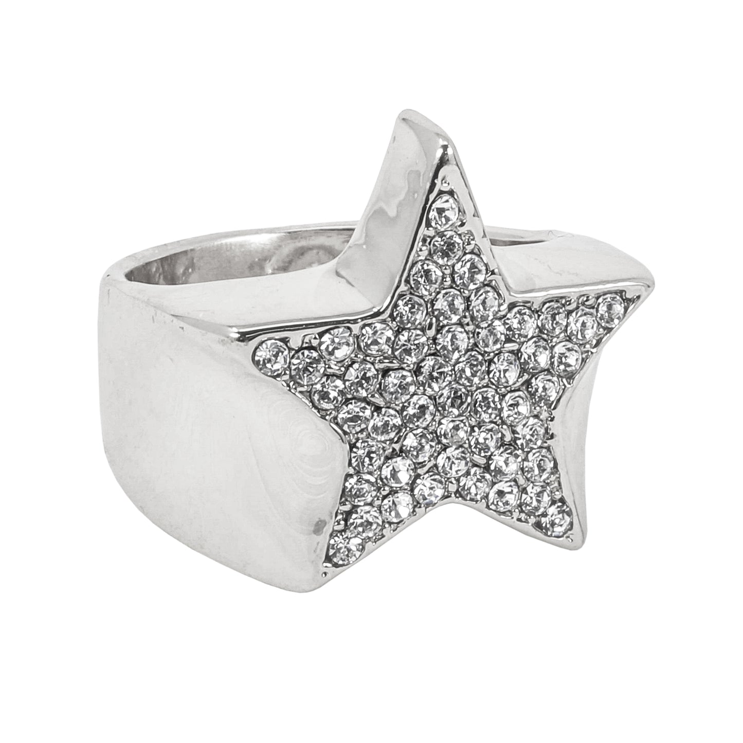 Mens One Size Iced Out Star Ring - HR-34
