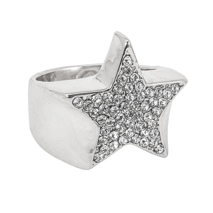 Mens One Size Iced Out Star Ring - HR-34