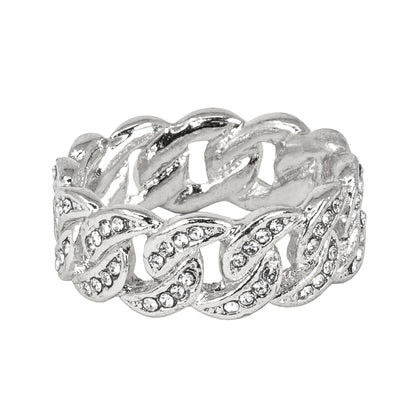 Mens One Size Iced Out Cuban Diamond Ring - HR-36