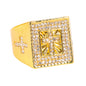 Mens One Size Iced Out Cross Square Ring - HR-42