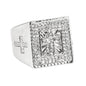 Mens One Size Iced Out Cross Square Ring - HR-42
