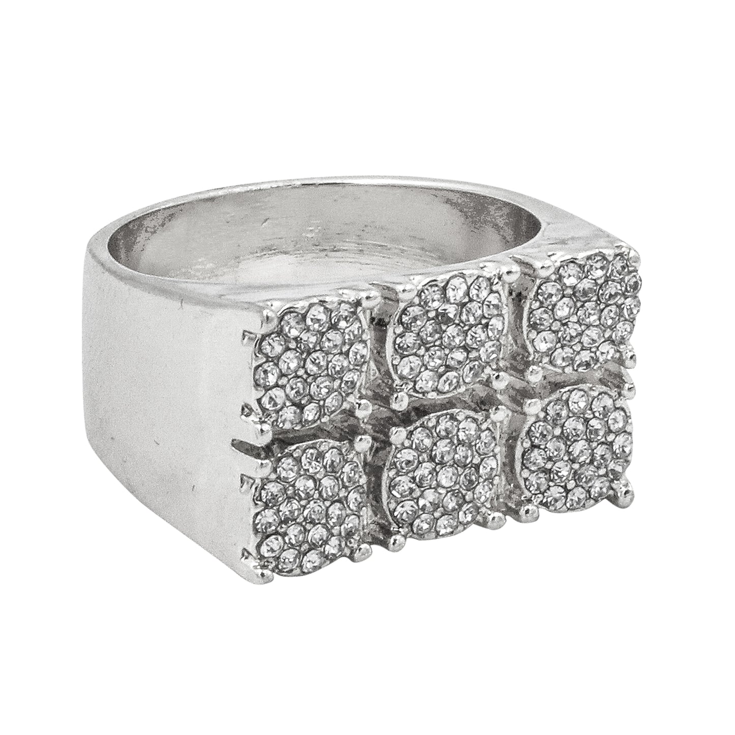 Mens One Size Iced Out Cluster Ring - HR-45