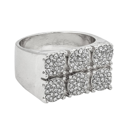 Mens One Size Iced Out Cluster Ring - HR-45