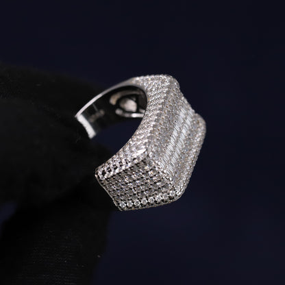 Iced Out 4.53CT Moissanite Baguette Band Ring in Premium Sterling Silver