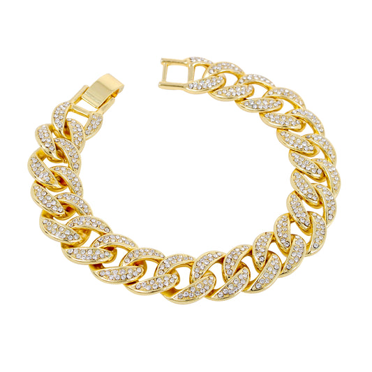 15mm Iced Curb Cuban Bracelet - HSCH-106-B