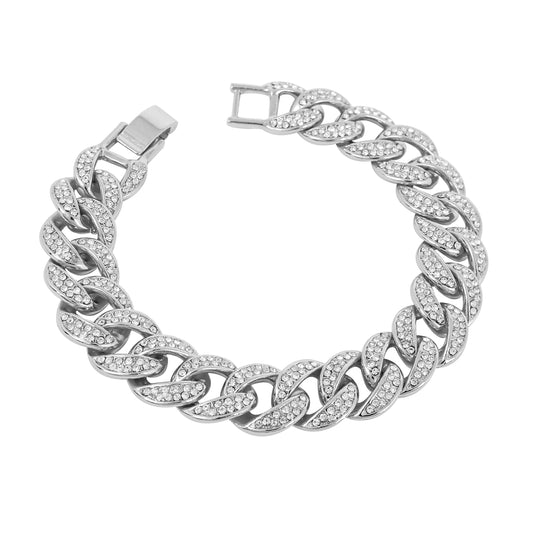 15mm Iced Curb Cuban Bracelet - HSCH-106-B