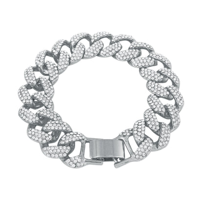 18mm Iced Curb Cuban Bracelet - HSCH-107-B