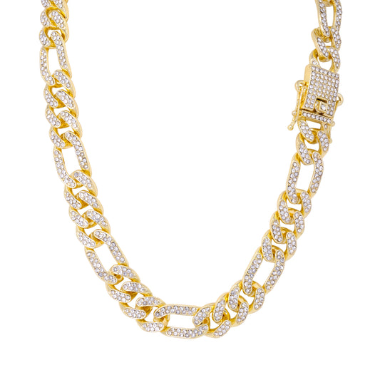 13mm Iced Out Figaro Chain - HSCH-127