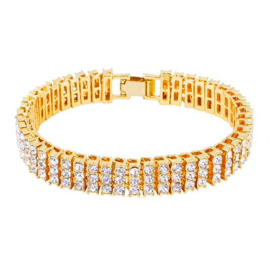 14mm 3-Row Tennis Bracelet (Round Stones) - HSCH-503-B