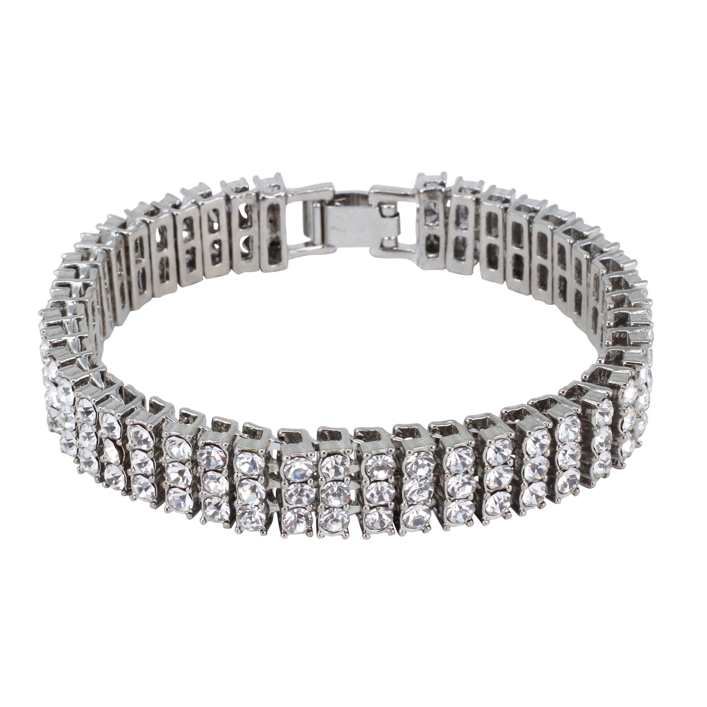 14mm 3-Row Tennis Bracelet (Round Stones) - HSCH-503-B