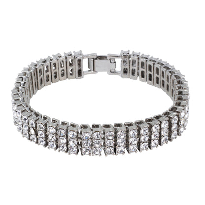 14mm 3-Row Tennis Bracelet (Round Stones) - HSCH-503-B