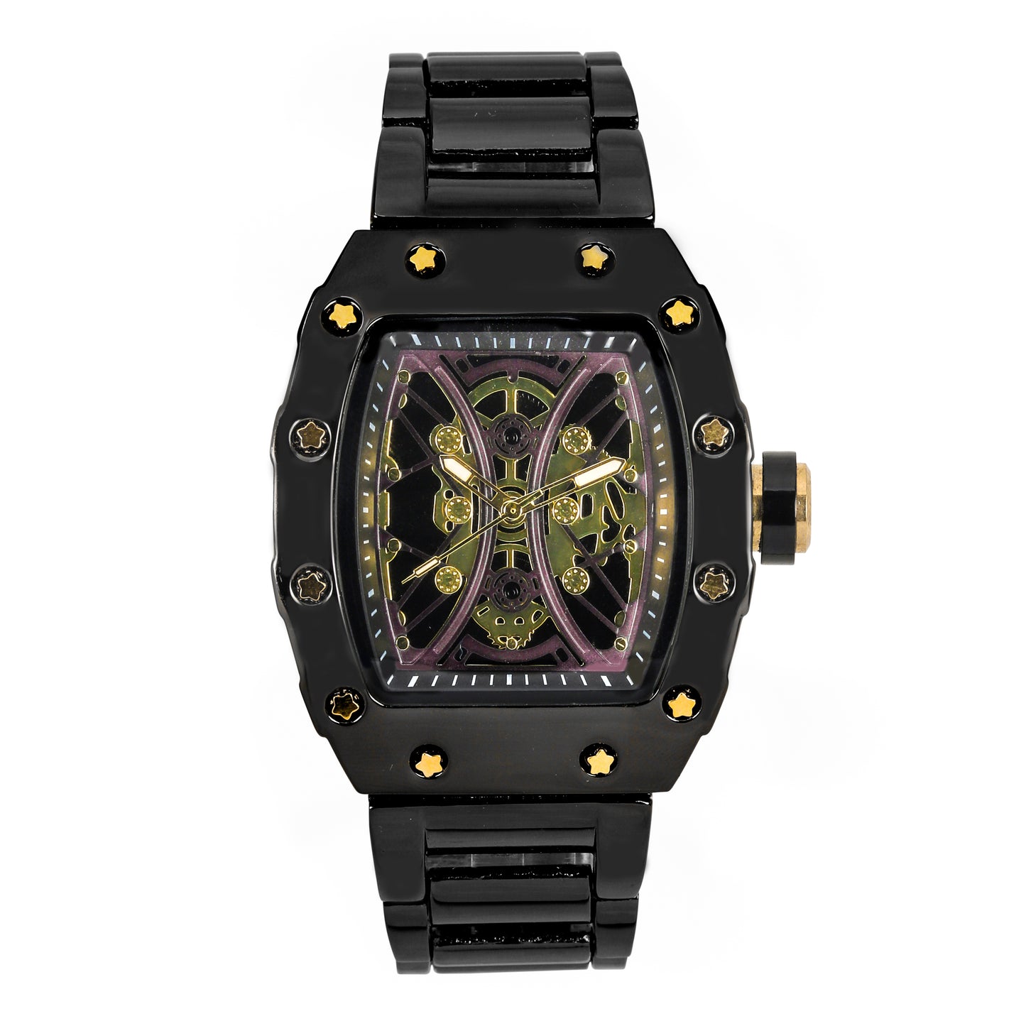 Iced Out 42.5mm Tonneau Watch - 9686-MB