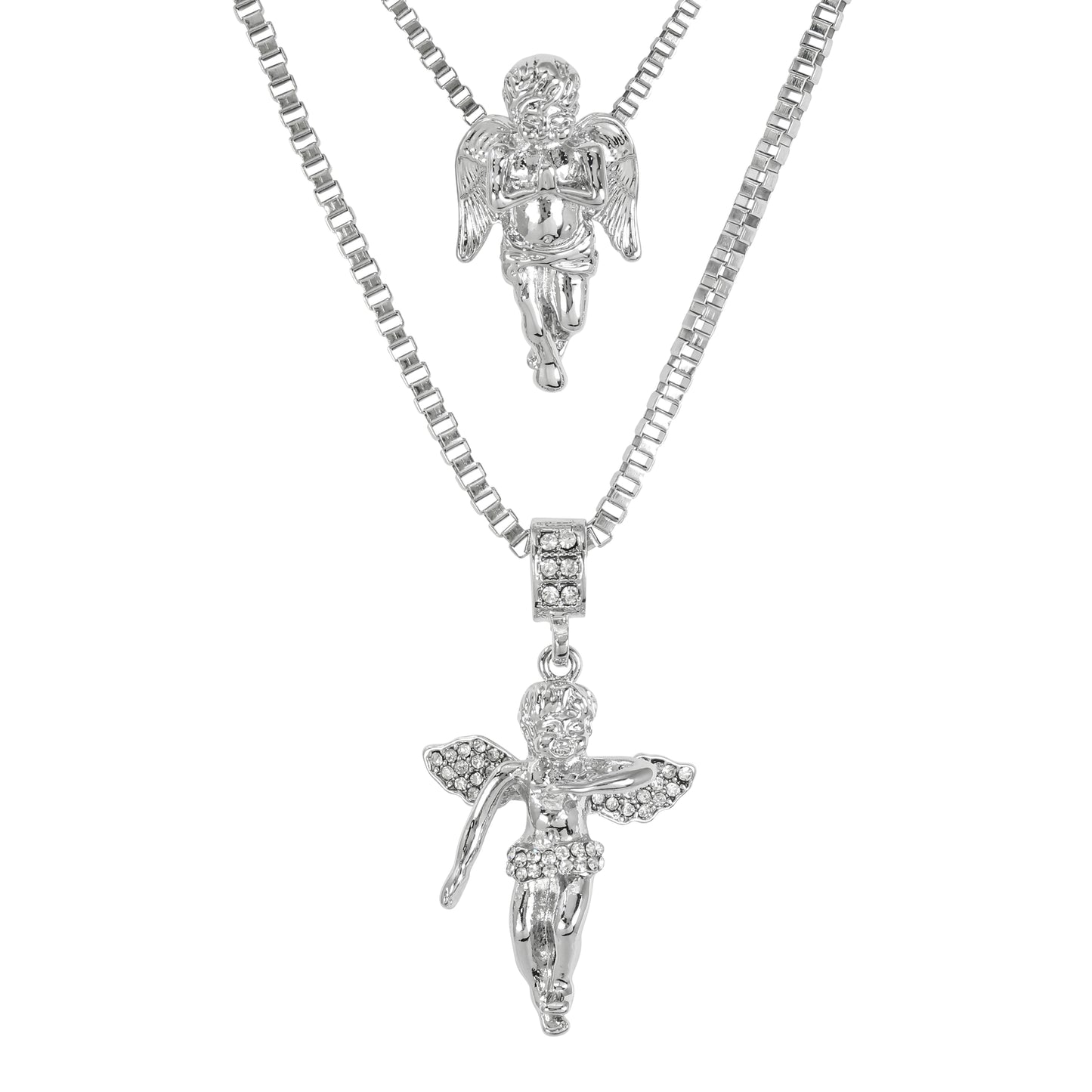 Iced Medium Pendant 2on Necklace Set - MHC-103