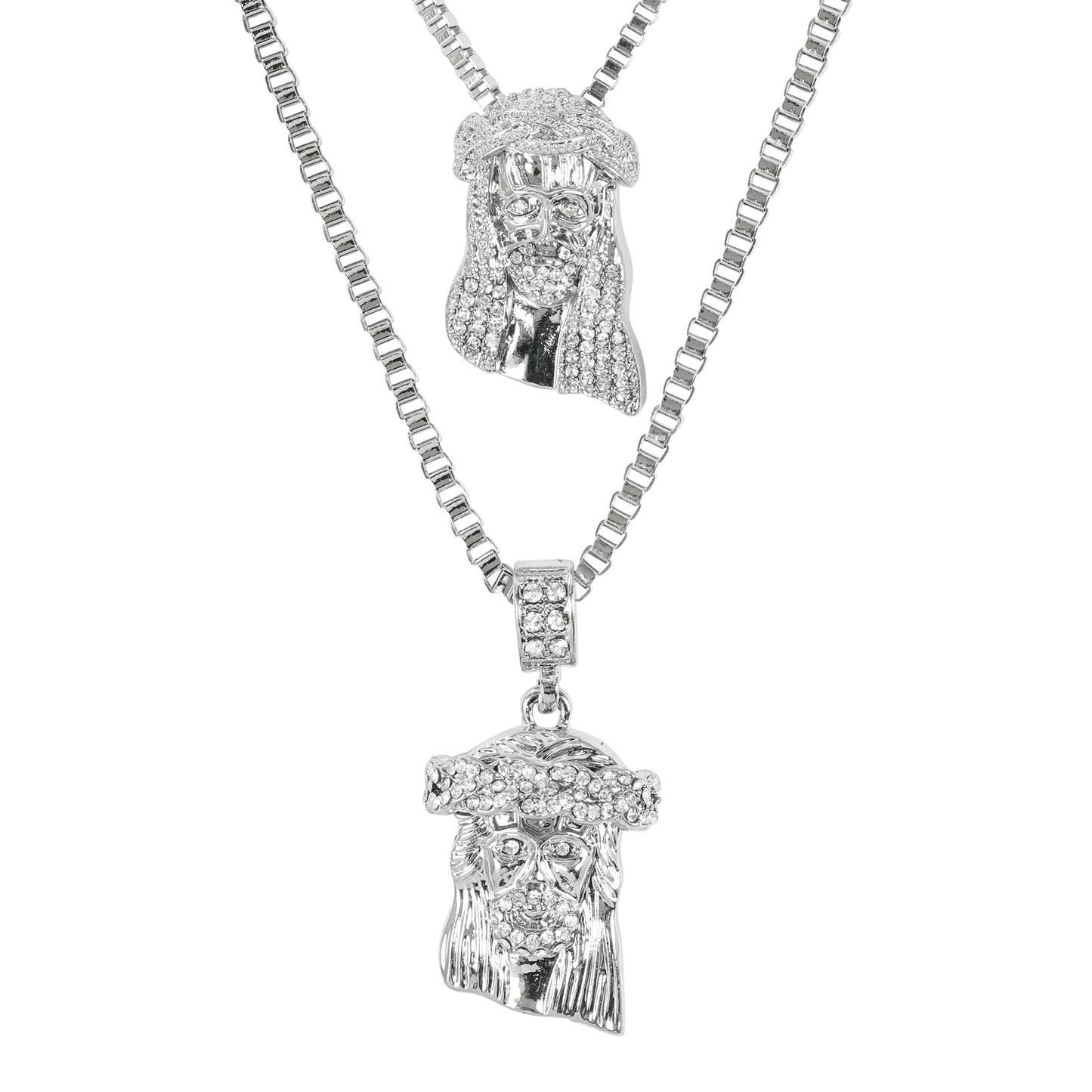 Iced Medium Pendant 2on Necklace Set - MHC-106