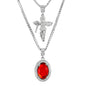 Iced Medium Pendant 2on Necklace Set - MHC-110