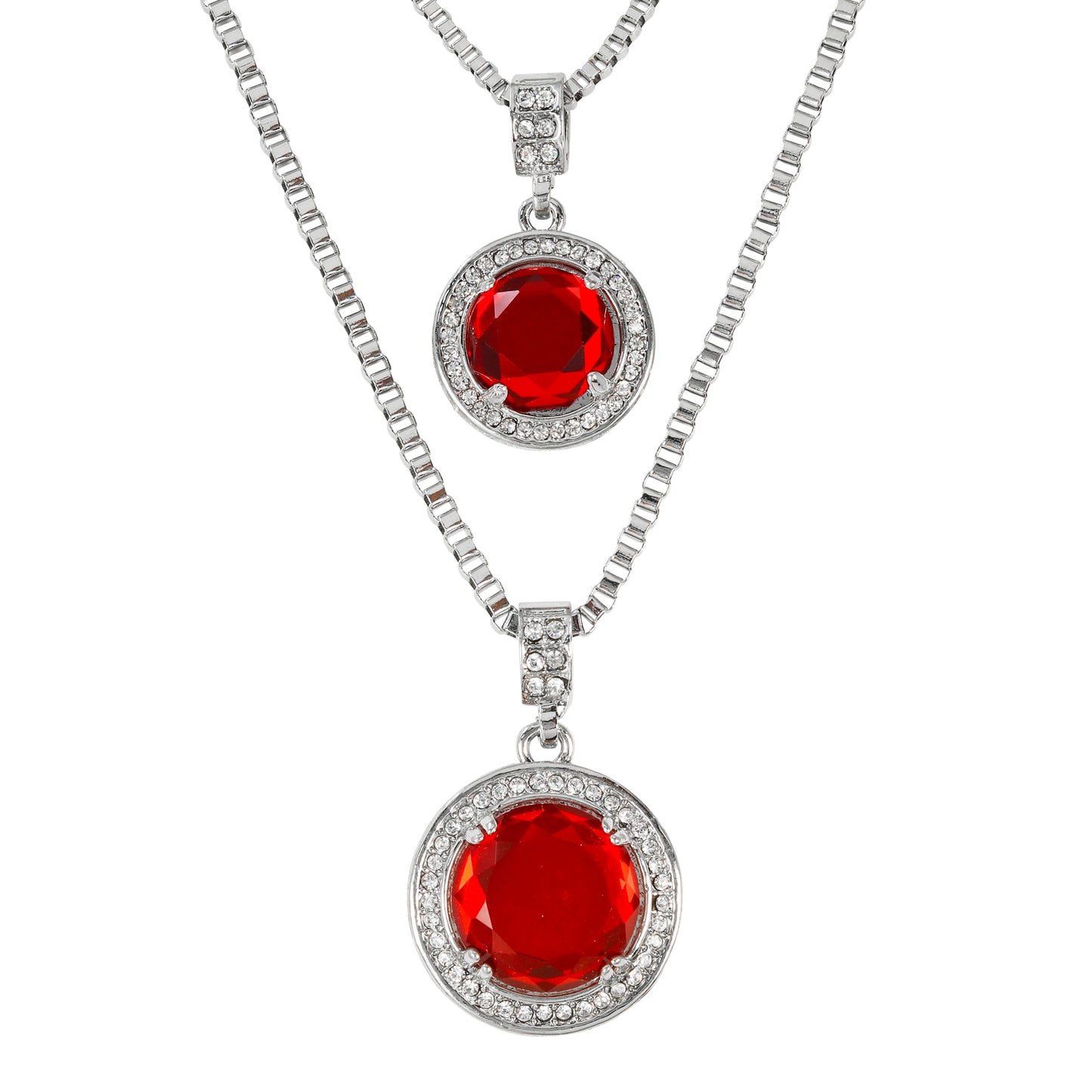 Iced Medium Pendant 2on Necklace Set - MHC-114