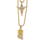 Iced Medium Pendant 2on Necklace Set - MHC-207