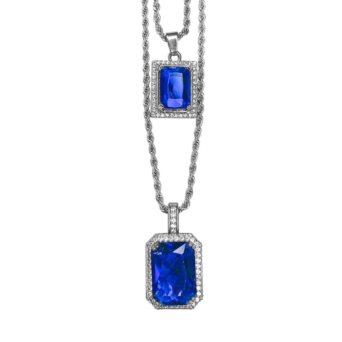 Iced Medium Pendant 2on Necklace Set - MHC-216