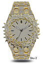 Men’s Iced-Out Spiked Bezel Metal Band Watch – 10330A-MB