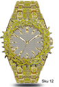 Men’s Iced-Out Spiked Bezel Metal Band Watch – 10330A-MB