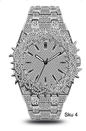 Men’s Iced-Out Spiked Bezel Metal Band Watch – 10330A-MB
