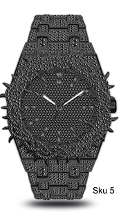 Men’s Iced-Out Spiked Bezel Metal Band Watch – 10330A-MB