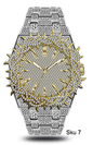 Men’s Iced-Out Spiked Bezel Metal Band Watch – 10330A-MB