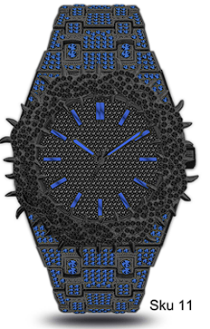 Men’s Iced-Out Spiked Bezel Metal Band Watch – 10330A-MB