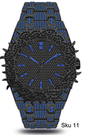 Men’s Iced-Out Spiked Bezel Metal Band Watch – 10330A-MB