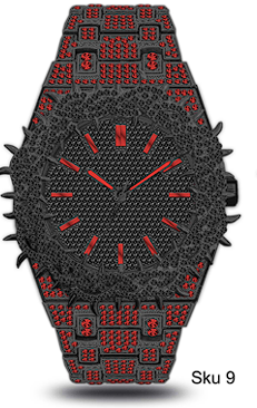 Men’s Iced-Out Spiked Bezel Metal Band Watch – 10330A-MB