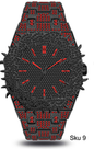Men’s Iced-Out Spiked Bezel Metal Band Watch – 10330A-MB