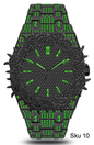 Men’s Iced-Out Spiked Bezel Metal Band Watch – 10330A-MB