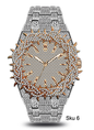 Men’s Iced-Out Spiked Bezel Metal Band Watch – 10330A-MB