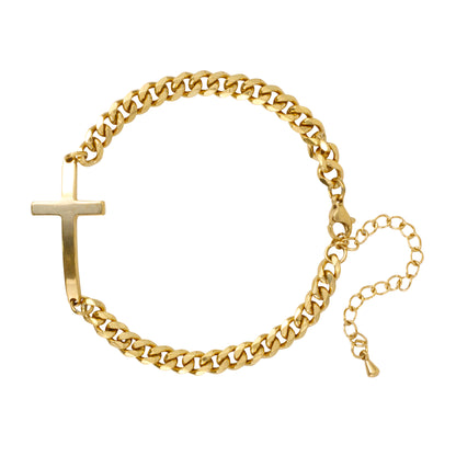 Cross Cuban Link Bracelet - NBR-118