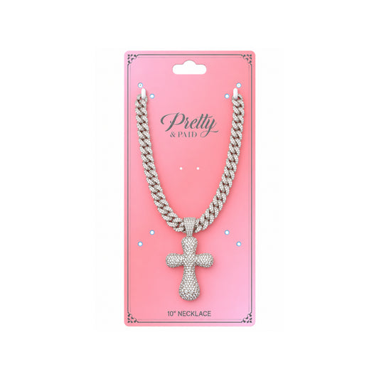Ladies Bling Flash Out Chain RC1-201 S — SILVER on display card