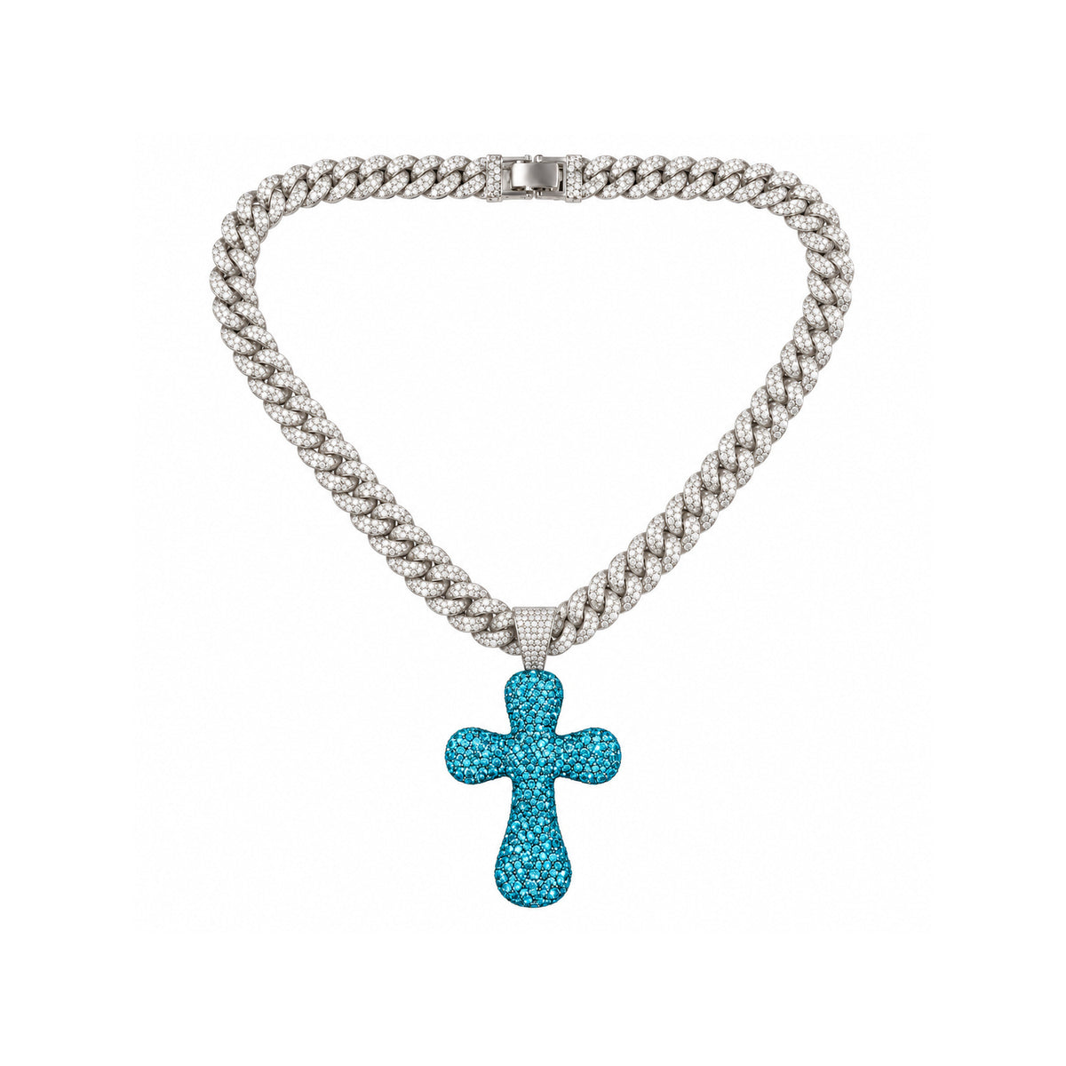 Ladies Bling Flash Out Chain RC1-202 SB — SILVER/BLUE