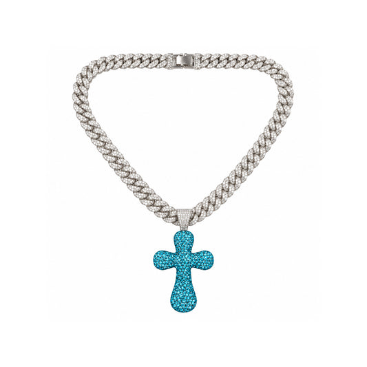 Ladies Bling Flash Out Chain RC1-202 SB — SILVER/BLUE
