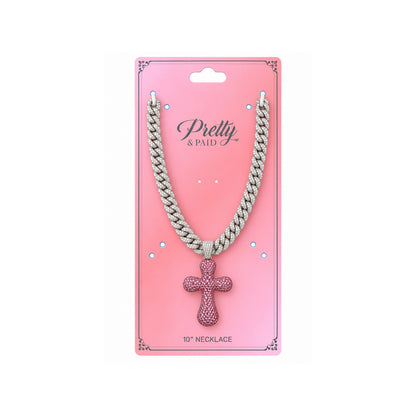 Ladies Bling Flash Out Chain RC1-203 SP — SILVER/PINK on display card
