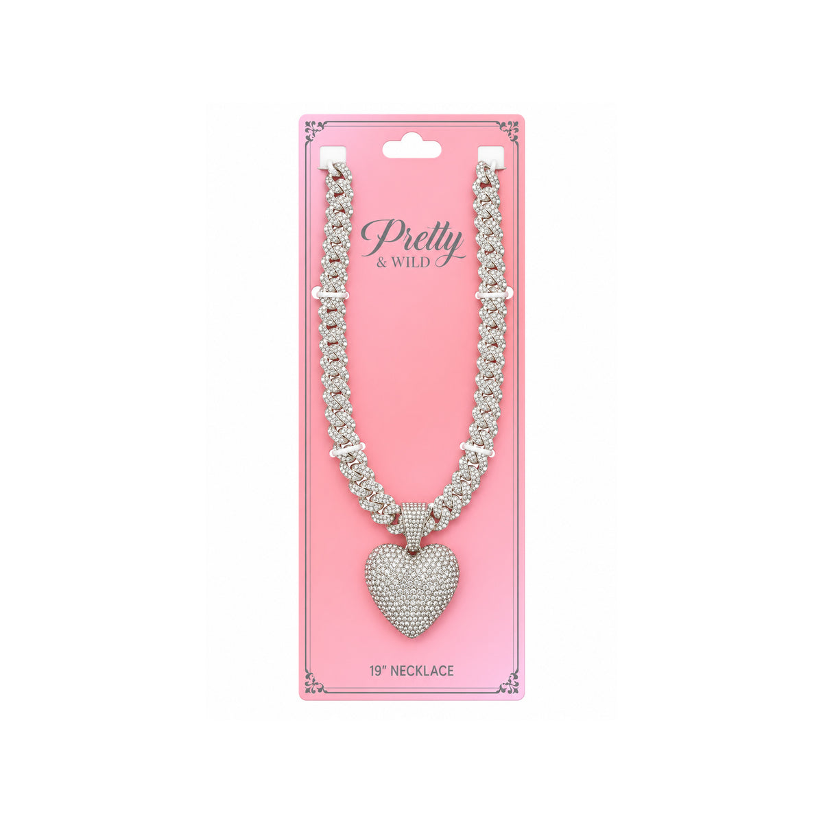 Ladies Bling Flash Out Chain RC1-401 S — SILVER on display card