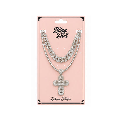 Ladies Bling Flash Out Chain RS2-101 S — SILVER on display card