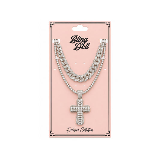 Ladies Bling Flash Out Chain RS2-101 S — SILVER on display card